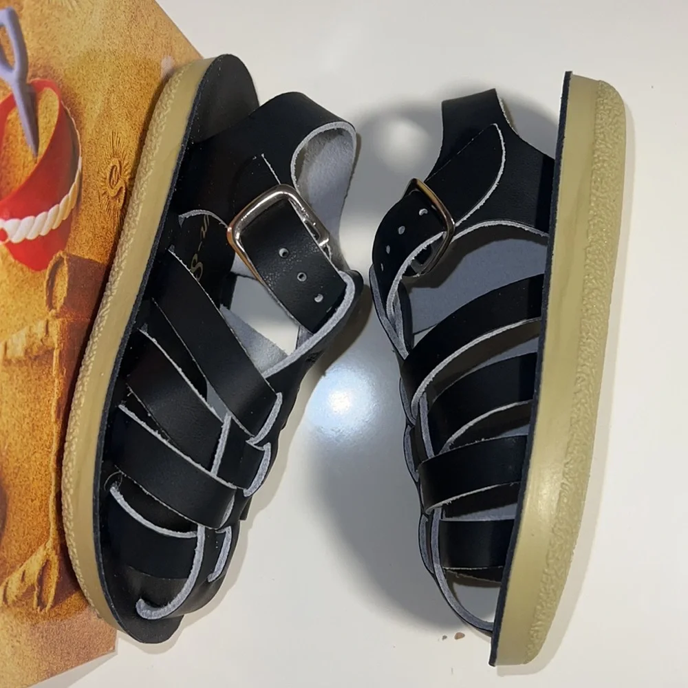 AUTH NIB Salt Water Sandal by Hoy Shoes Sun-San - Sailors BLACK
